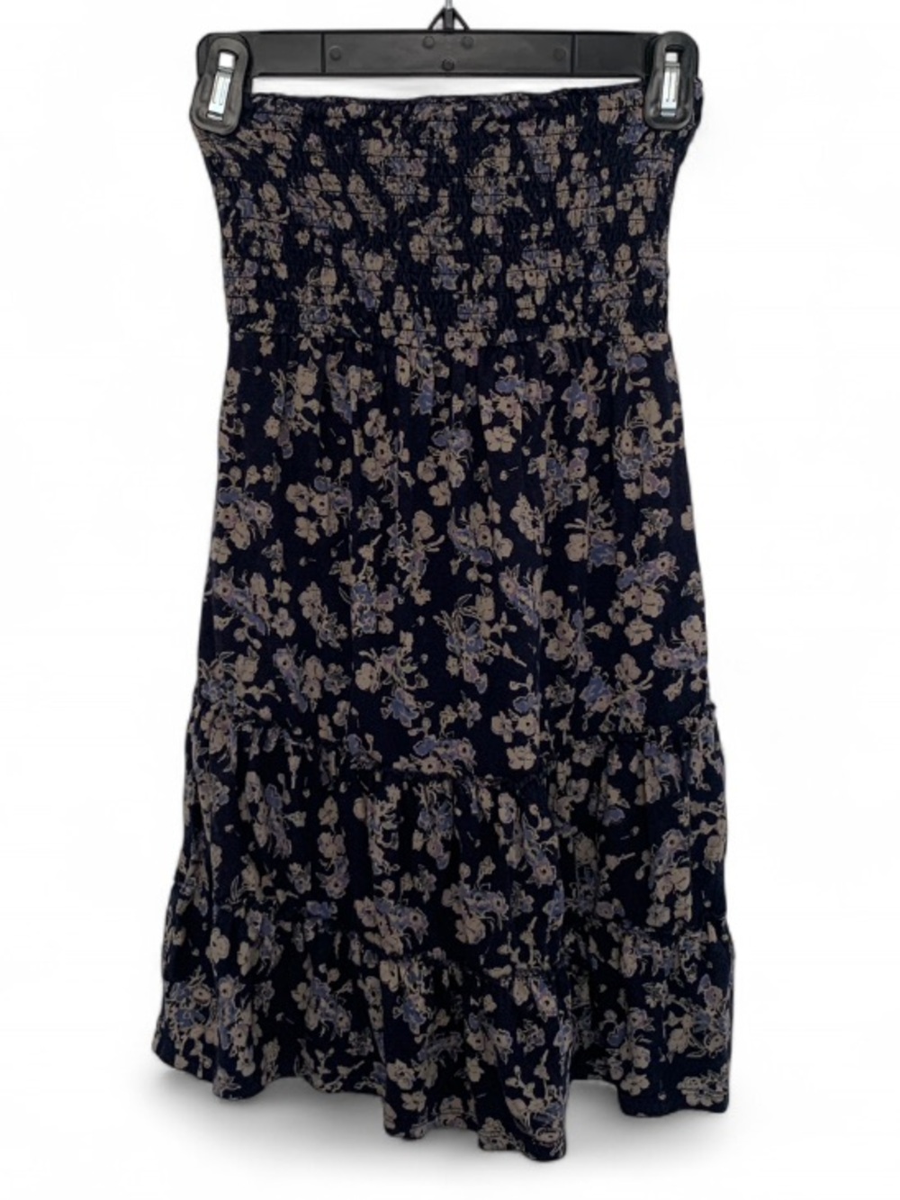 Y2K Express Dark Blue Floral Smocked Strapless Mini Dress